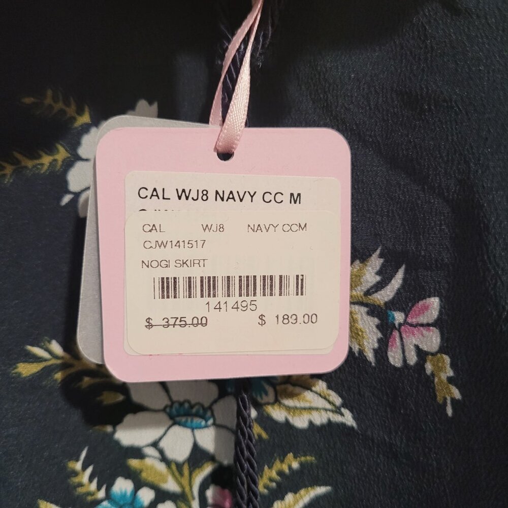 Calypso St. Barth Paisley Printed Silk Maxi Corded Skirt Nogi M Medium Navy Pink - Picture 8 of 8